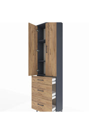 Arges Dolap 3 Raflı 3 Çekmeceli 2 Kapaklı 60x30x221 Antrasit-Çam