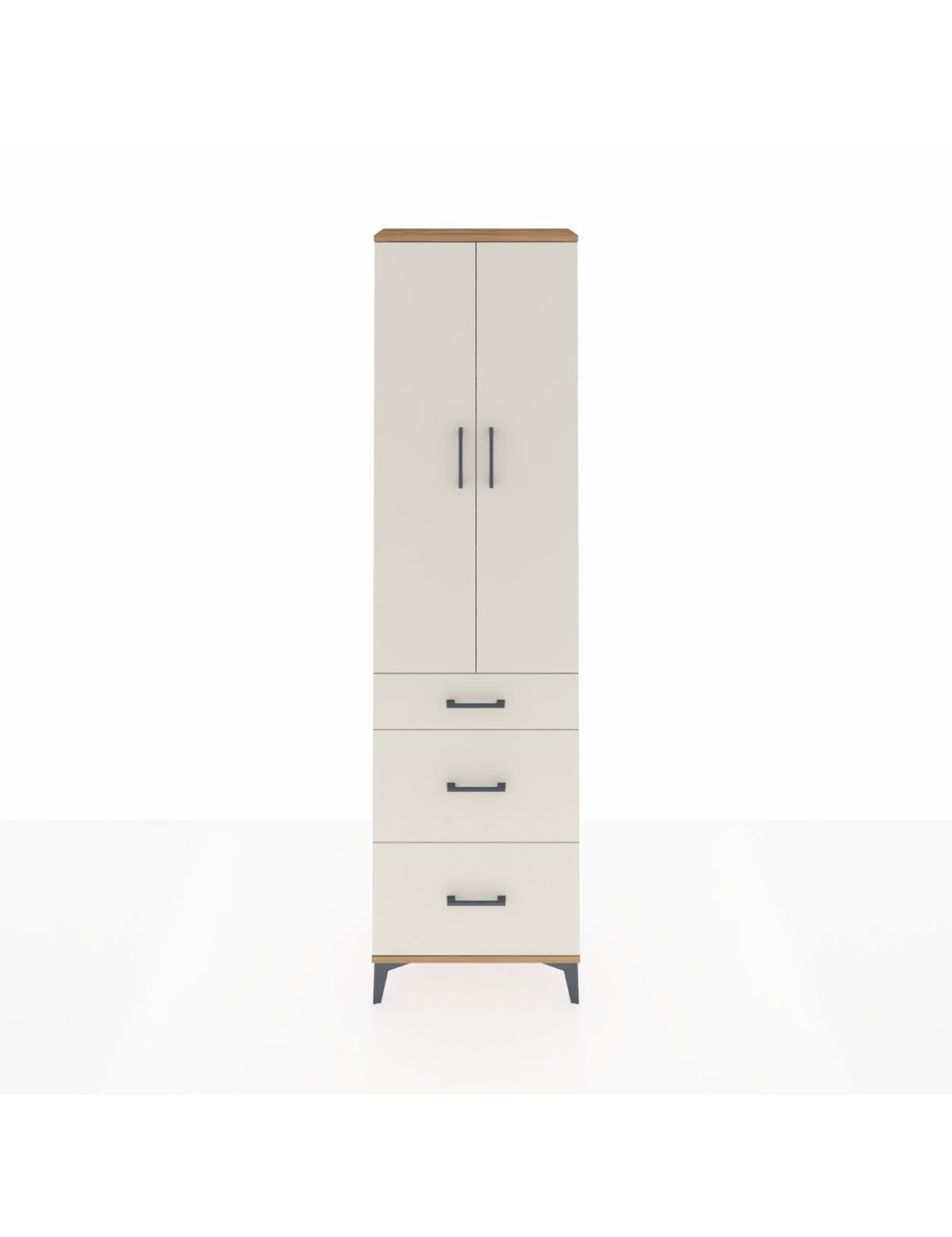 Arges Dolap 3 Raflı 3 Çekmeceli 2 Kapaklı 60x30x221 Çam-Aytaşı