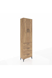 Arges Dolap 3 Raflı 3 Çekmeceli 2 Kapaklı 60x30x221 Çam-Çam