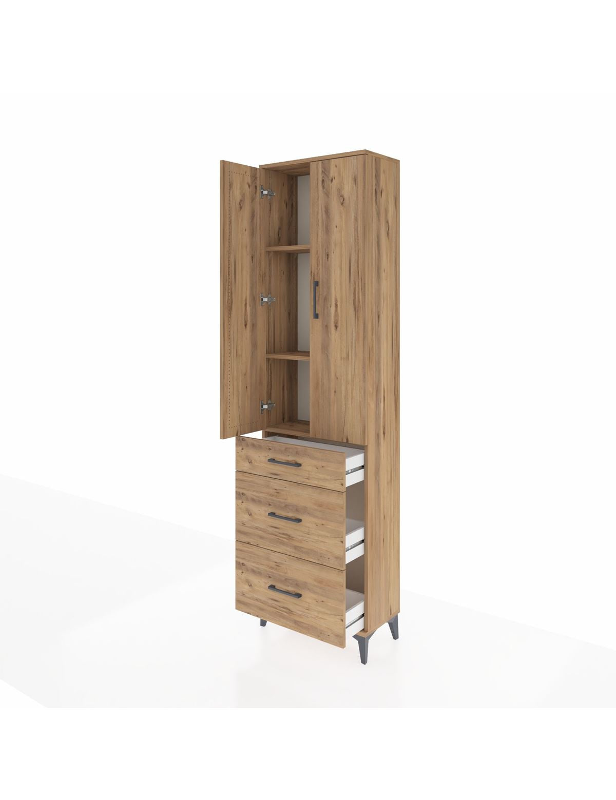 Arges Dolap 3 Raflı 3 Çekmeceli 2 Kapaklı 60x30x221 - S29M077V9A
