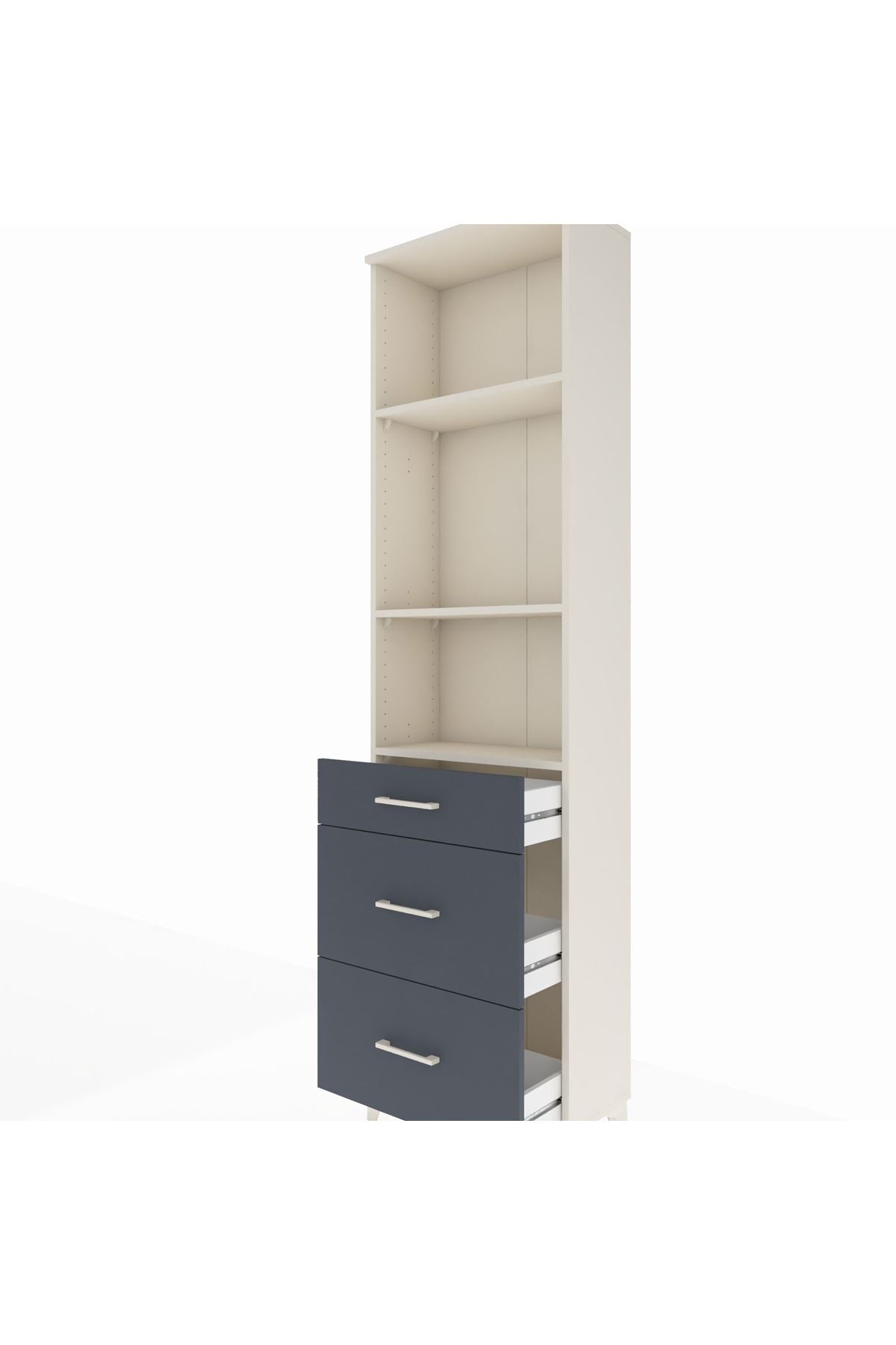 Arges Dolap 3 Raflı 3 Çekmeceli 60x30x221 Aytaşı-Antrasit