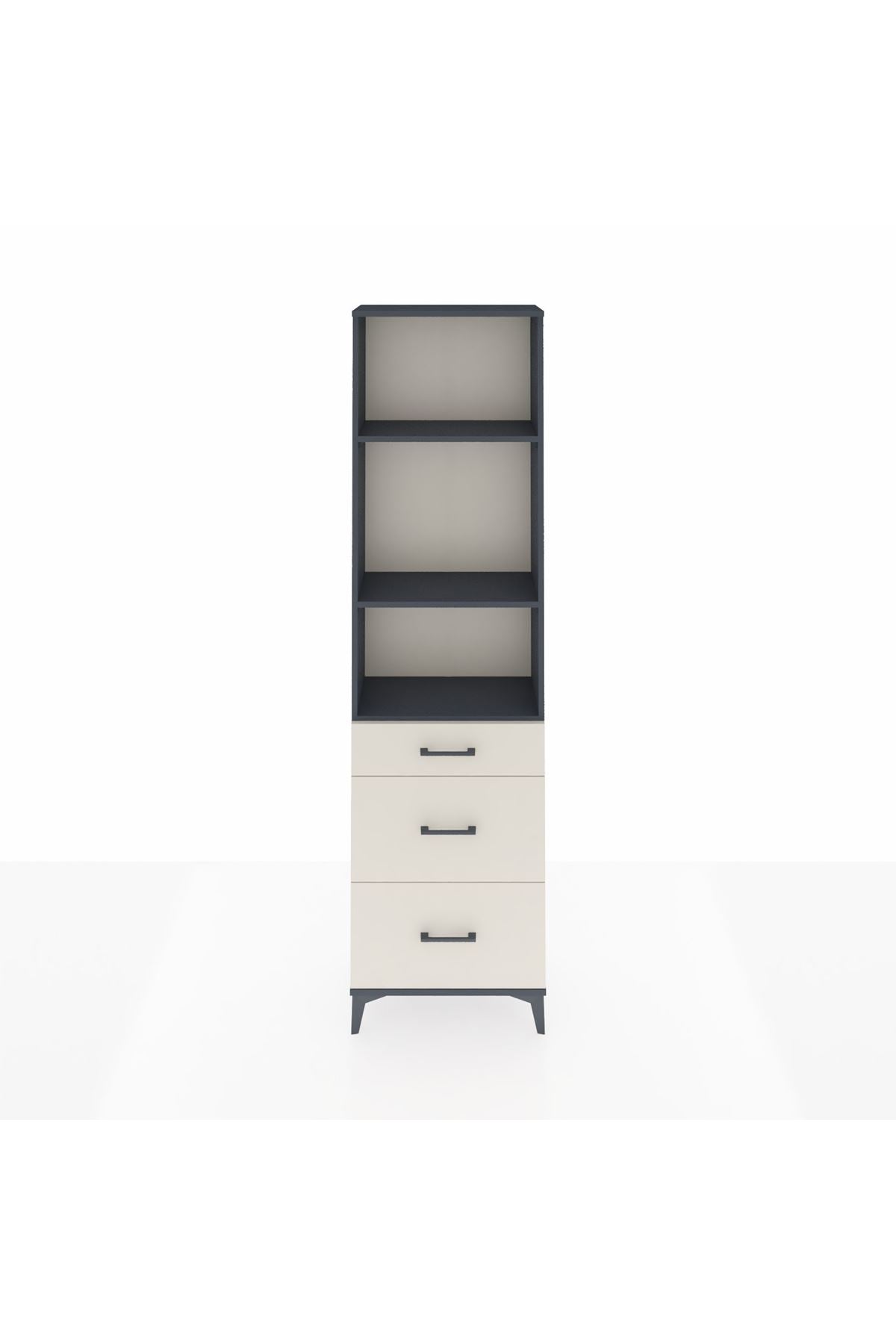 Arges Dolap 3 Raflı 3 Çekmeceli 60x30x221 Antrasit-Aytaşı