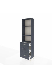 Arges Dolap 3 Raflı 3 Çekmeceli 60x30x221 Antrasit-Antrasit