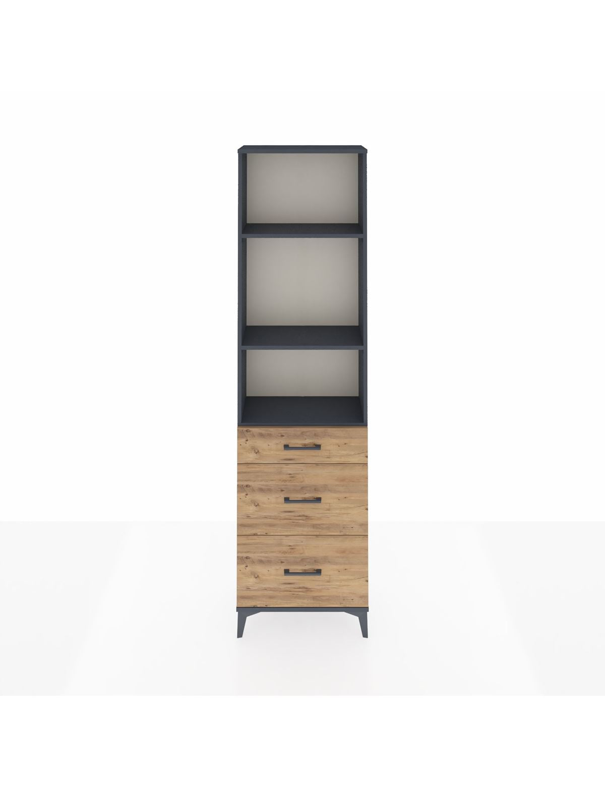 Arges Dolap 3 Raflı 3 Çekmeceli 60x30x221 Antrasit-Çam