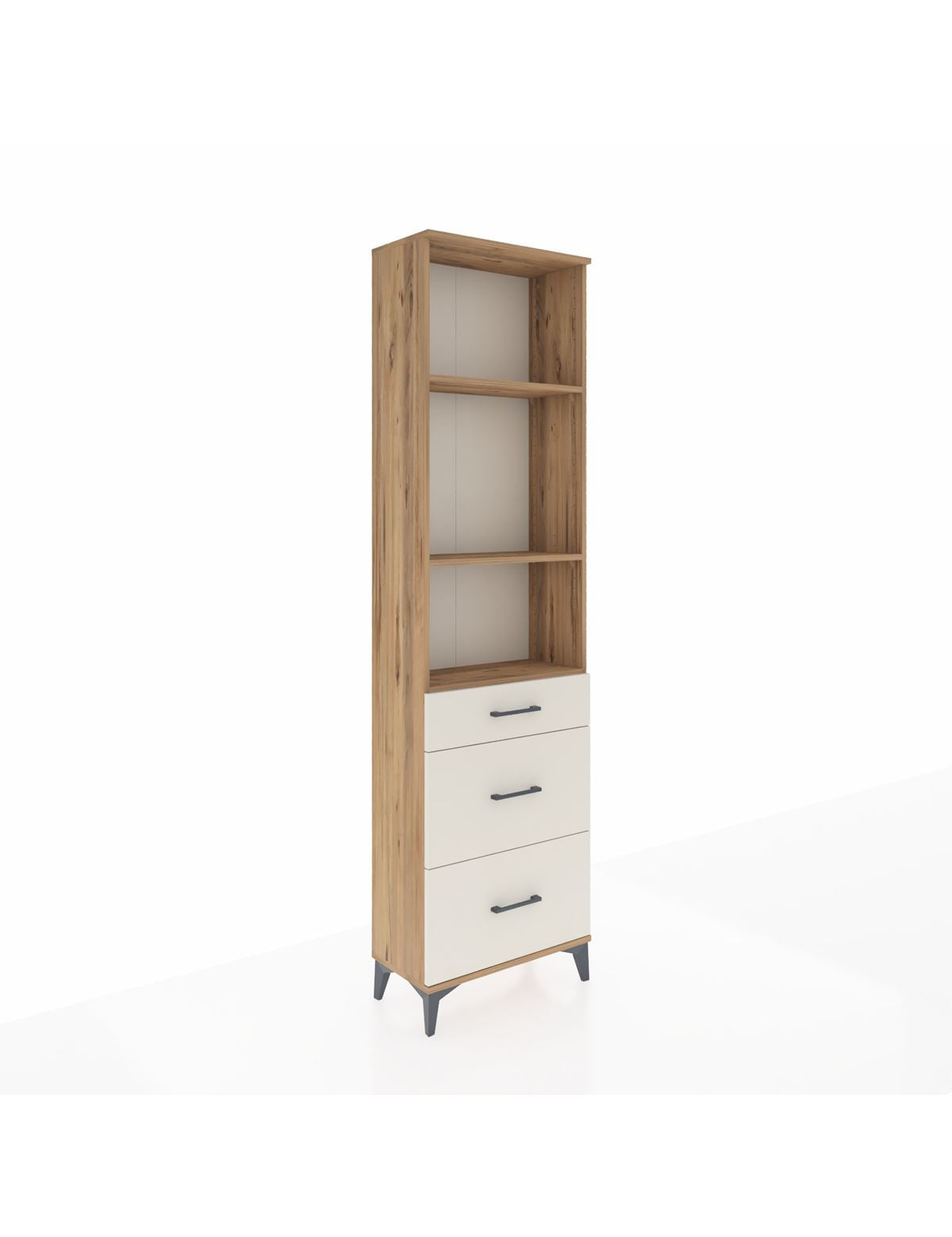 Arges Dolap 3 Raflı 3 Çekmeceli 60x30x221 Çam-Aytaşı