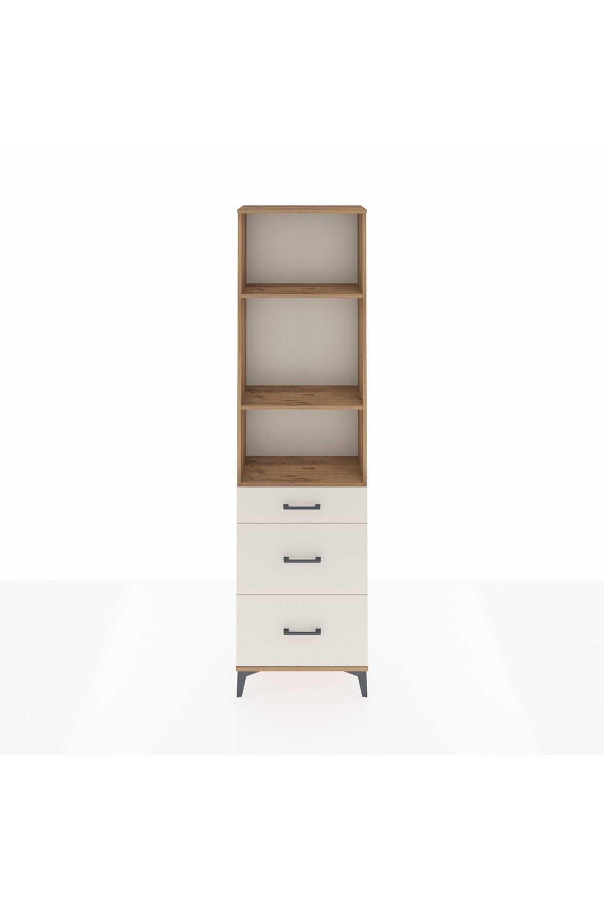 Arges Dolap 3 Raflı 3 Çekmeceli 60x30x221 Çam-Aytaşı