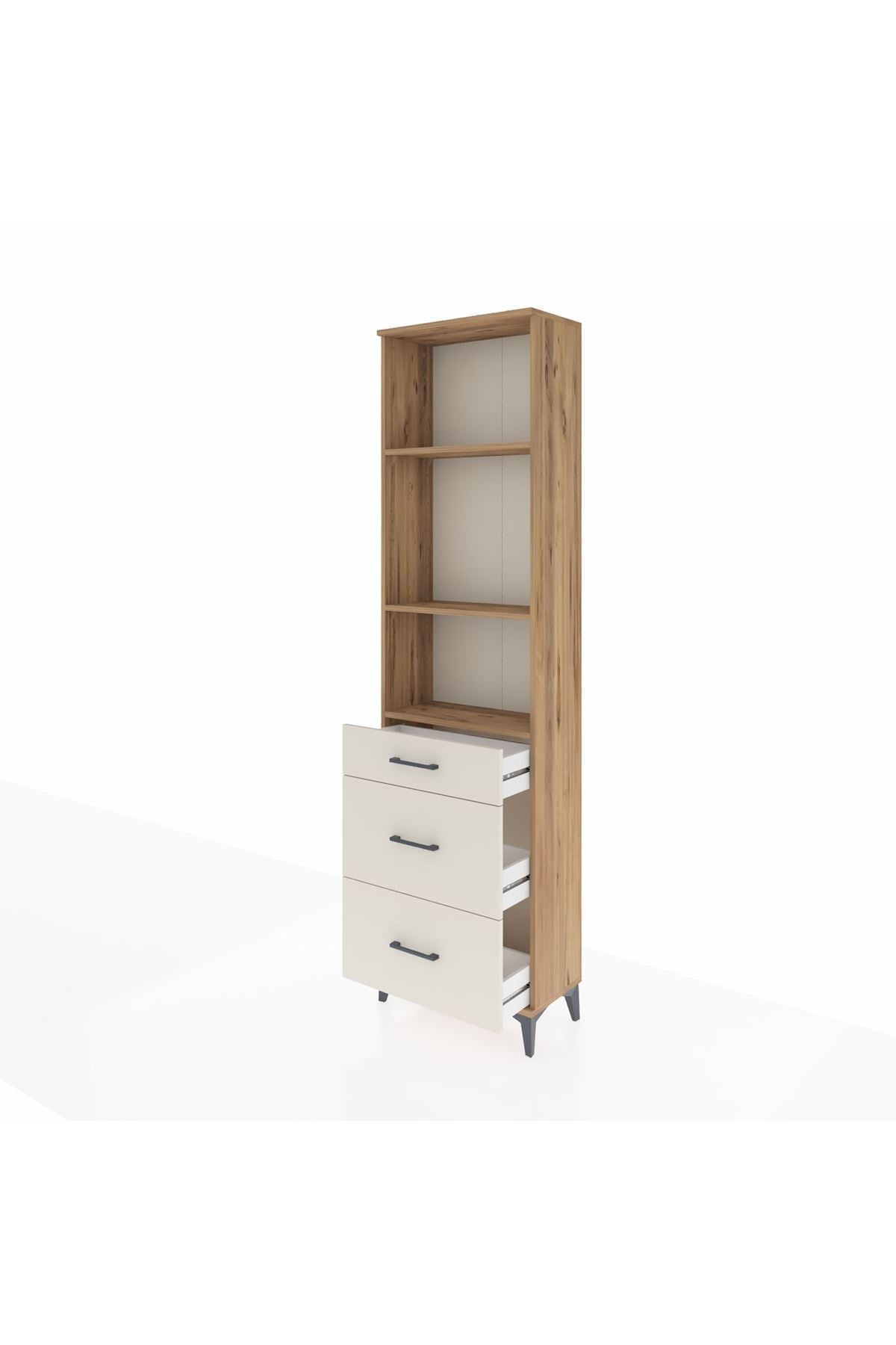 Arges Dolap 3 Raflı 3 Çekmeceli 60x30x221 Çam-Aytaşı