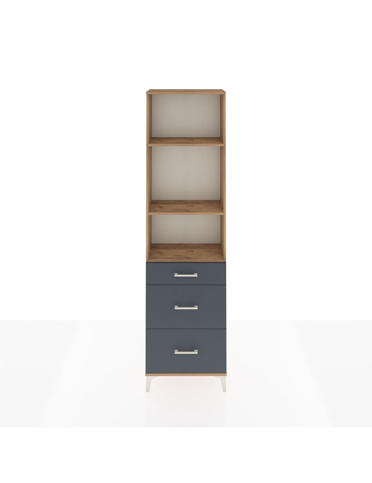 Arges Dolap 3 Raflı 3 Çekmeceli 60x30x221 Çam-Antrasit