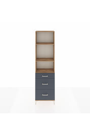 Arges Dolap 3 Raflı 3 Çekmeceli 60x30x221 Çam-Antrasit