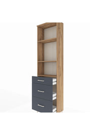 Arges Dolap 3 Raflı 3 Çekmeceli 60x30x221 Çam-Antrasit