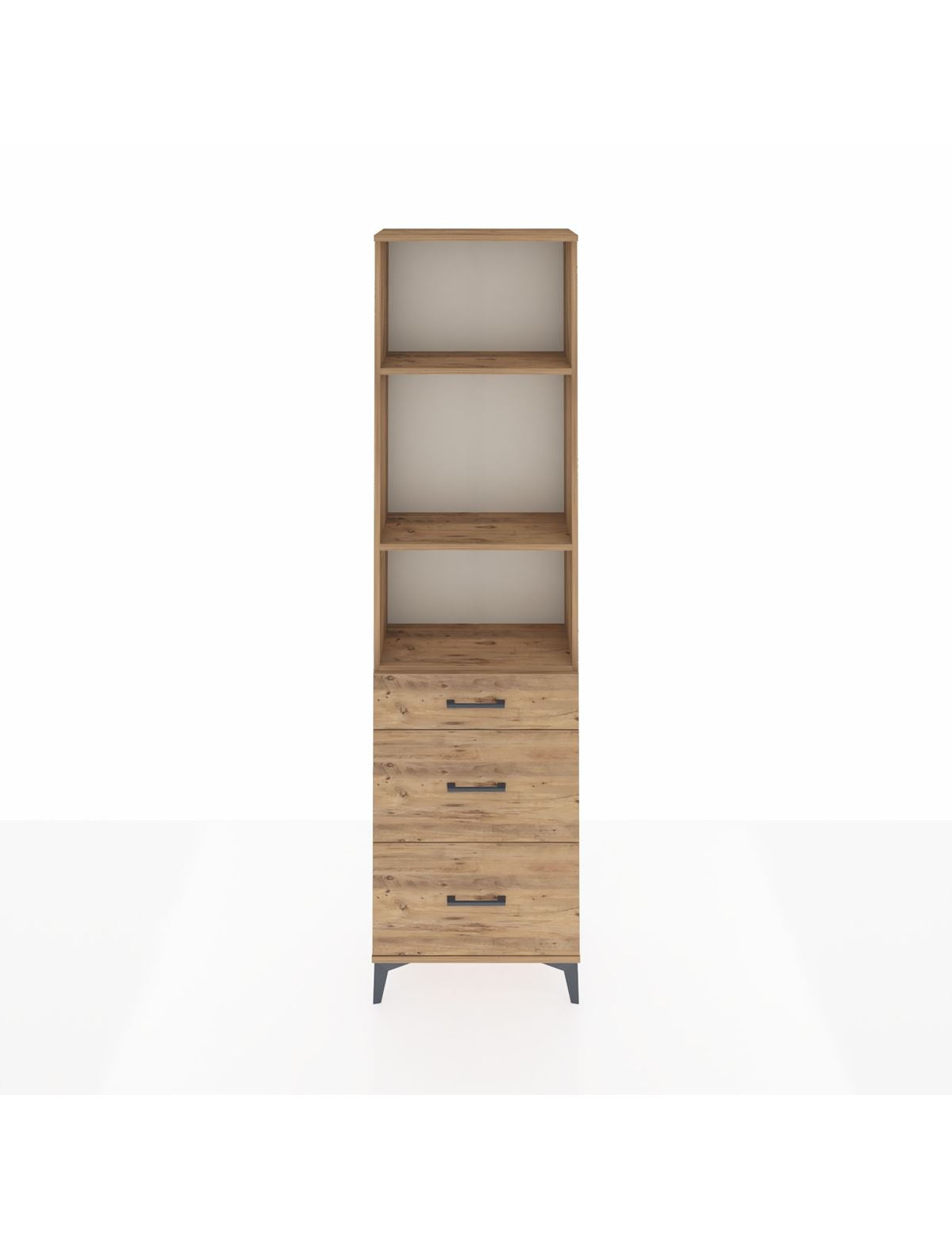 Arges Dolap 3 Raflı 3 Çekmeceli 60x30x221 Çam-Çam