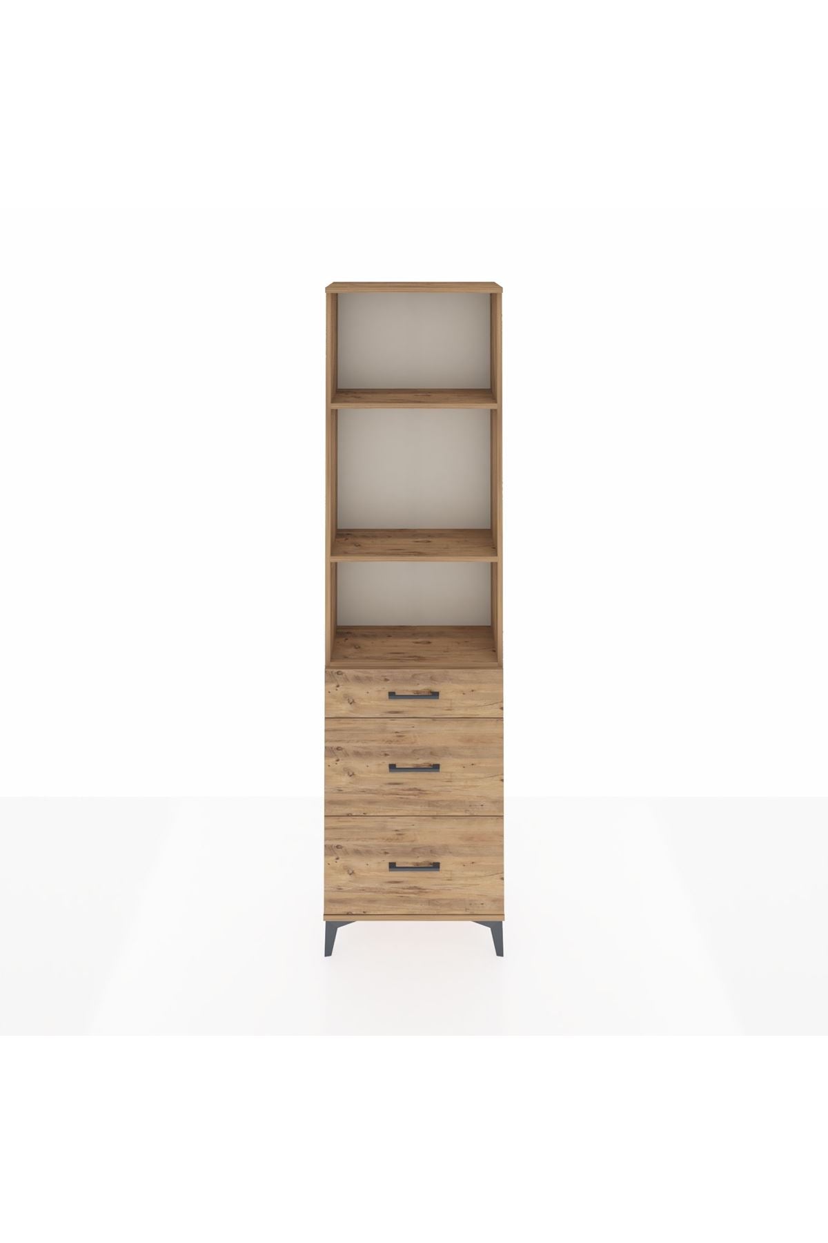 Arges Dolap 3 Raflı 3 Çekmeceli 60x30x221 Çam-Çam