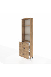 Arges Dolap 3 Raflı 3 Çekmeceli 60x30x221 Çam-Çam