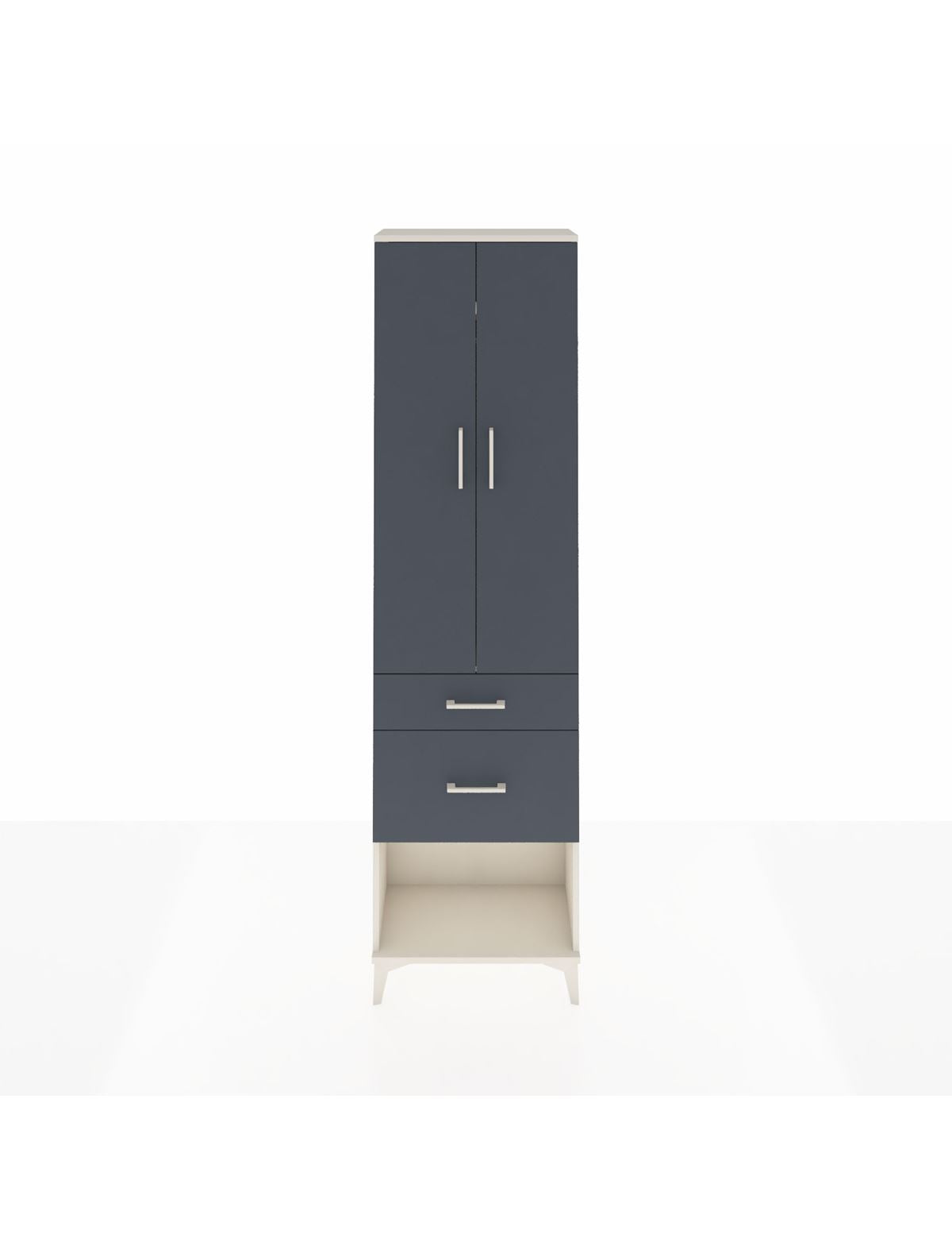 Arges Dolap 2 Raflı 2 Çekmeceli Tek Askılı 60x30x221 Aytaşı-Antrasit