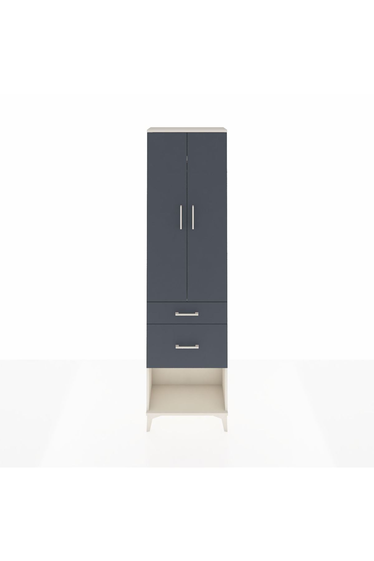 Arges Dolap 2 Raflı 2 Çekmeceli Tek Askılı 60x30x221 Aytaşı-Antrasit