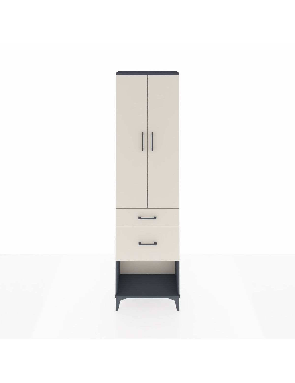 Arges Dolap 2 Raflı 2 Çekmeceli Tek Askılı 60x30x221 Antrasit-Aytaşı