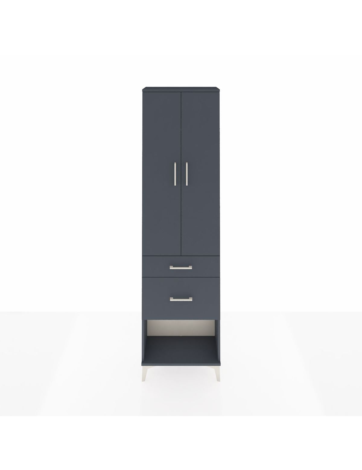 Arges Dolap 2 Raflı 2 Çekmeceli Tek Askılı 60x30x221 Antrasit-Antrasit