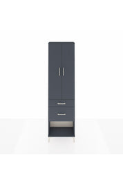 Arges Dolap 2 Raflı 2 Çekmeceli Tek Askılı 60x30x221 Antrasit-Antrasit