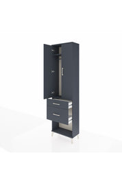 Arges Dolap 2 Raflı 2 Çekmeceli Tek Askılı 60x30x221 Antrasit-Antrasit