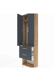 Arges Dolap 2 Raflı 2 Çekmeceli Tek Askılı 60x30x221 Çam-Antrasit