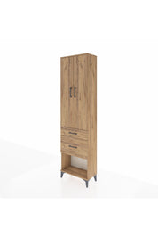 Arges Dolap 2 Raflı 2 Çekmeceli Tek Askılı 60x30x221 Çam-Çam
