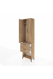 Arges Dolap 2 Raflı 2 Çekmeceli Tek Askılı 60x30x221 Çam-Çam