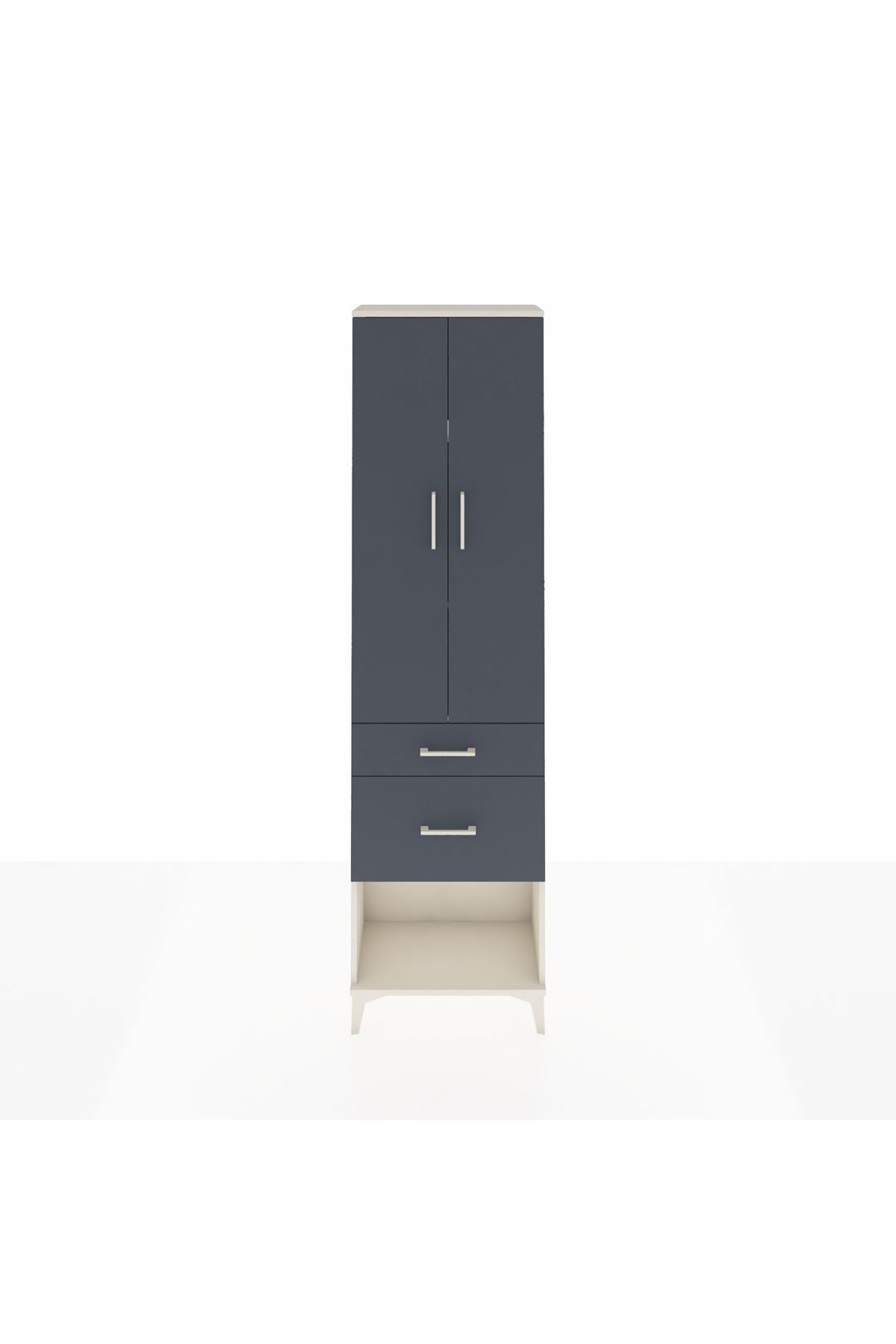 Arges Dolap 3 Raflı 2 Çekmeceli 2 Kapaklı 60x30x221 Aytaşı-Antrasit