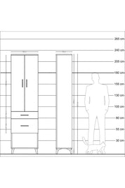 Arges Dolap 3 Raflı 2 Çekmeceli 2 Kapaklı 60x30x221 Aytaşı-Çam