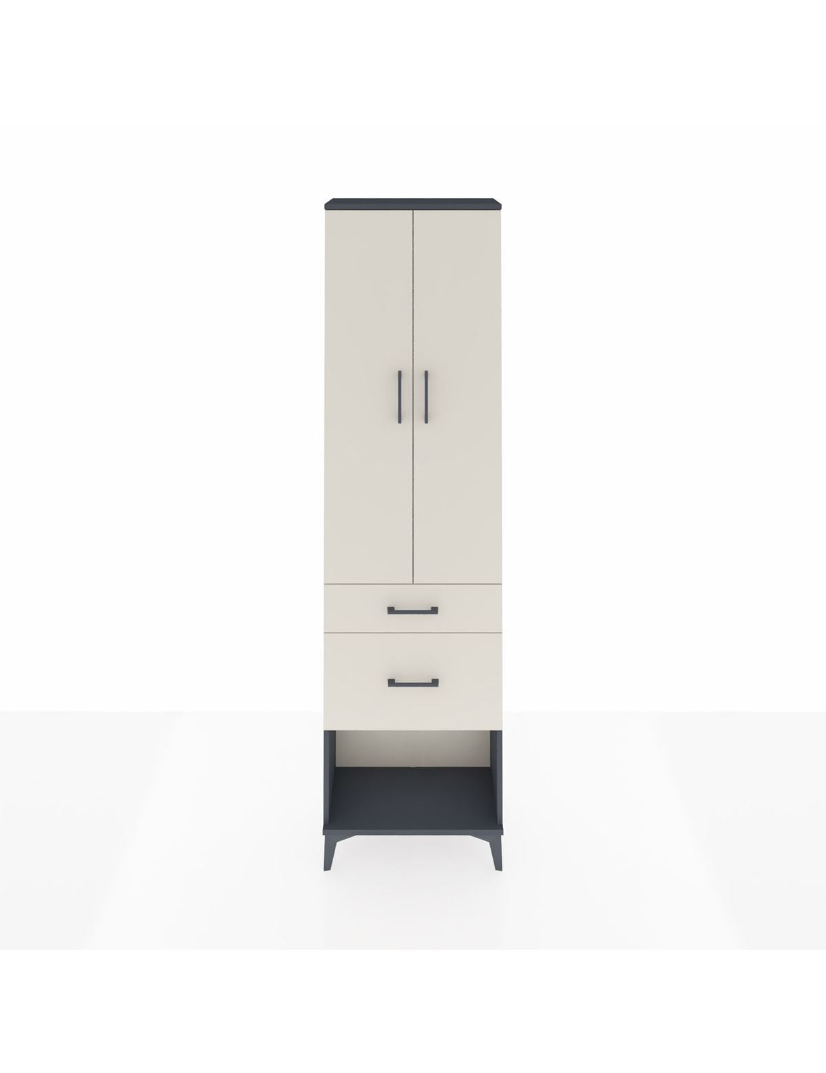 Arges Dolap 3 Raflı 2 Çekmeceli 2 Kapaklı 60x30x221 Antrasit-Aytaşı