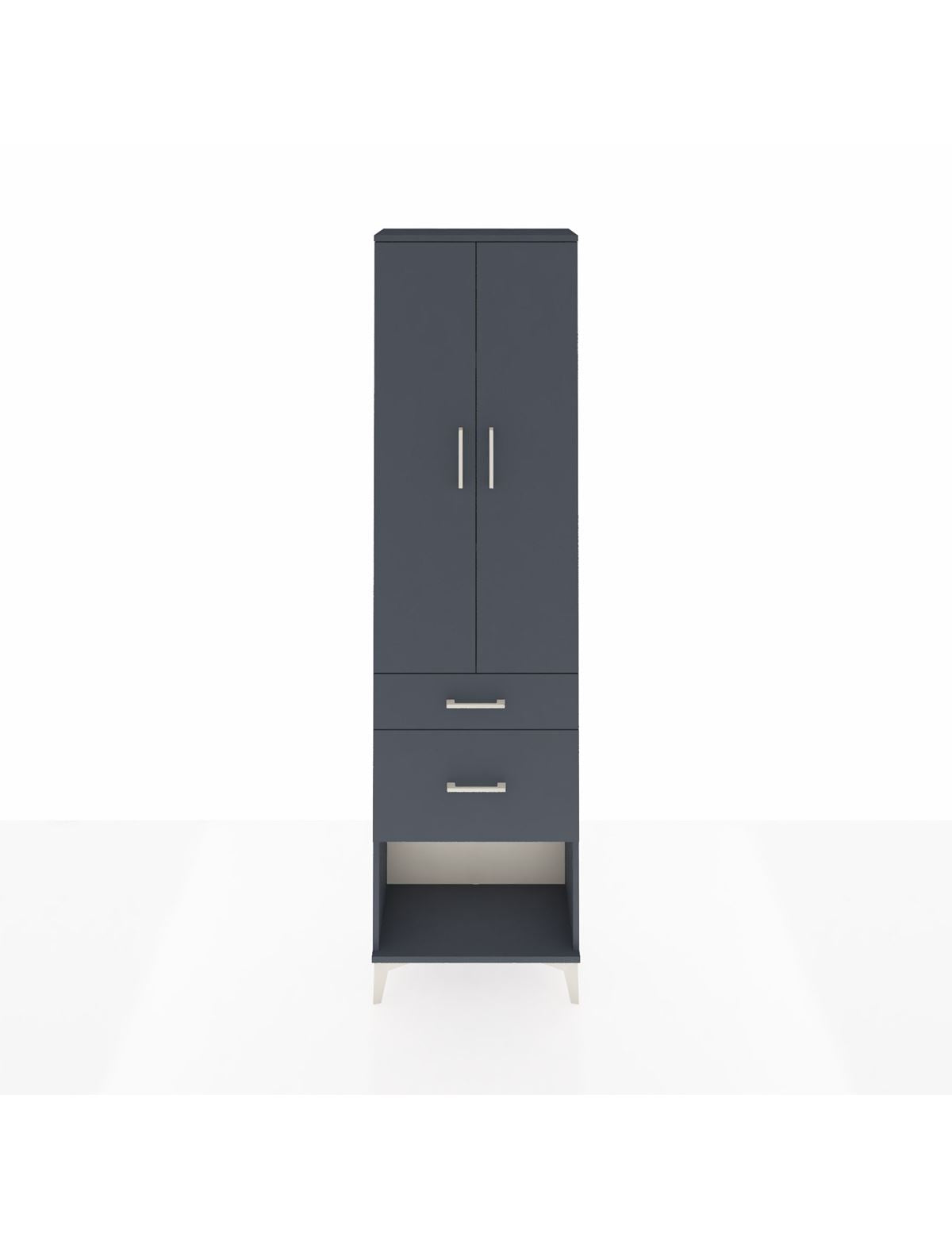 Arges Dolap 3 Raflı 2 Çekmeceli 2 Kapaklı 60x30x221 Antrasit-Antrasit