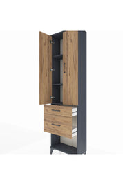 Arges Dolap 3 Raflı 2 Çekmeceli 2 Kapaklı 60x30x221 Antrasit-Çam