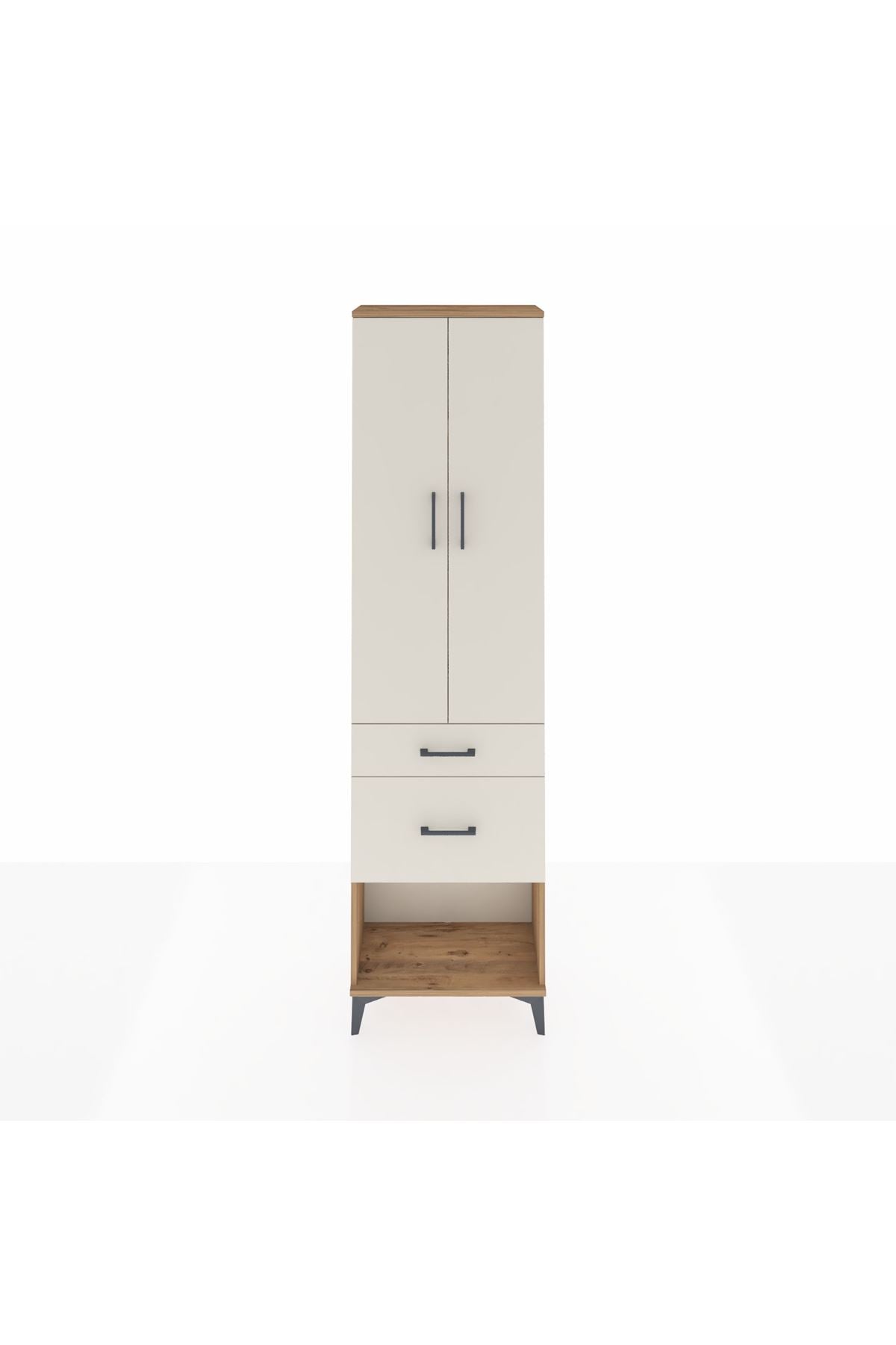 Arges Dolap 3 Raflı 2 Çekmeceli 2 Kapaklı 60x30x221 Çam-Aytaşı