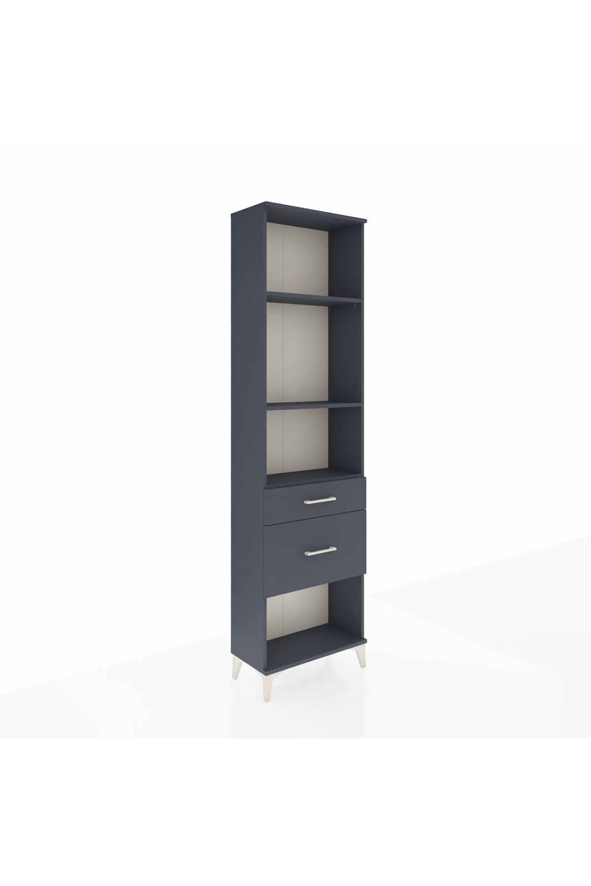 Arges Dolap 3 Raflı 2 Çekmeceli 60x30x221 Antrasit-Antrasit