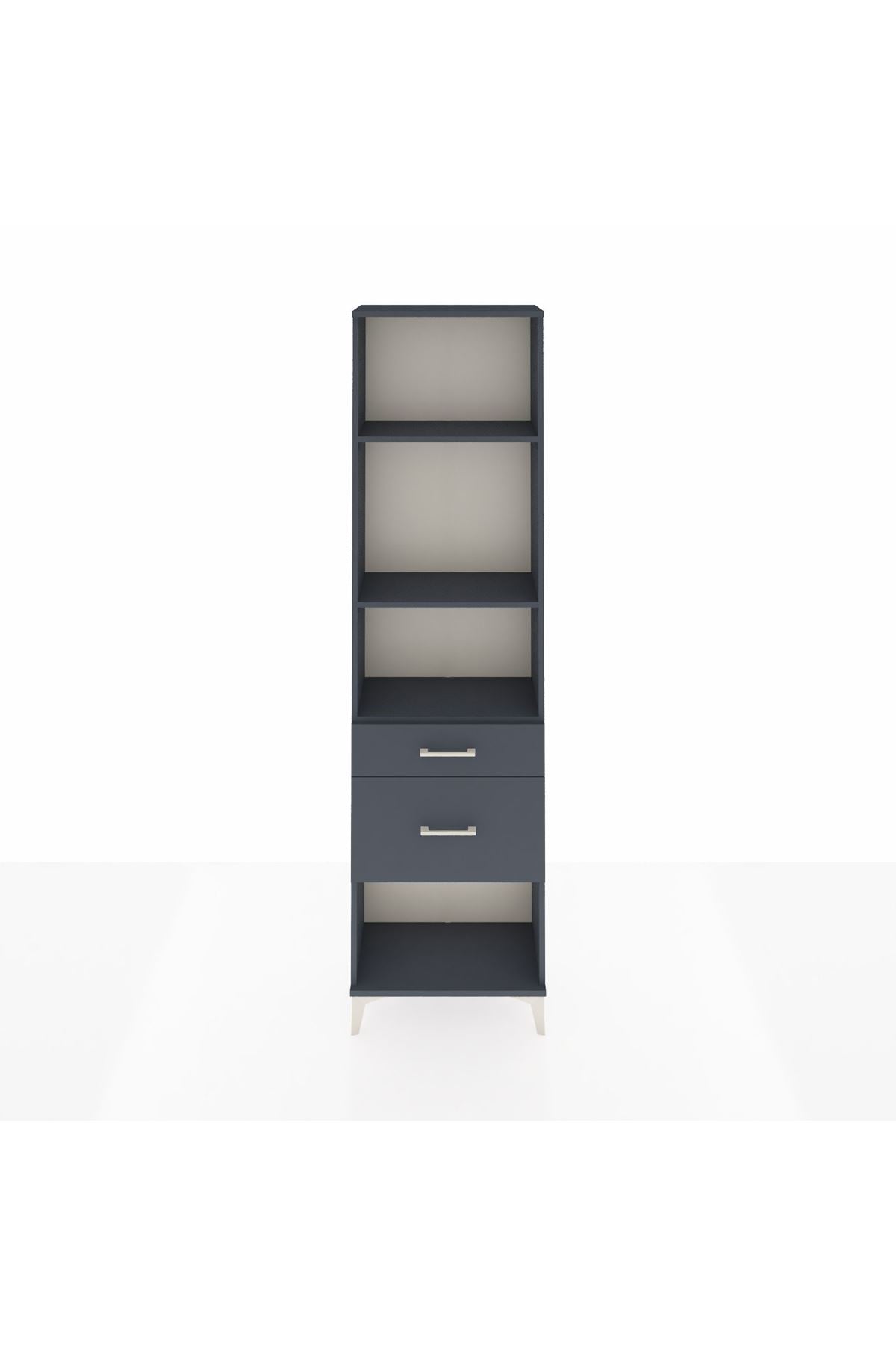 Arges Dolap 3 Raflı 2 Çekmeceli 60x30x221 Antrasit-Antrasit