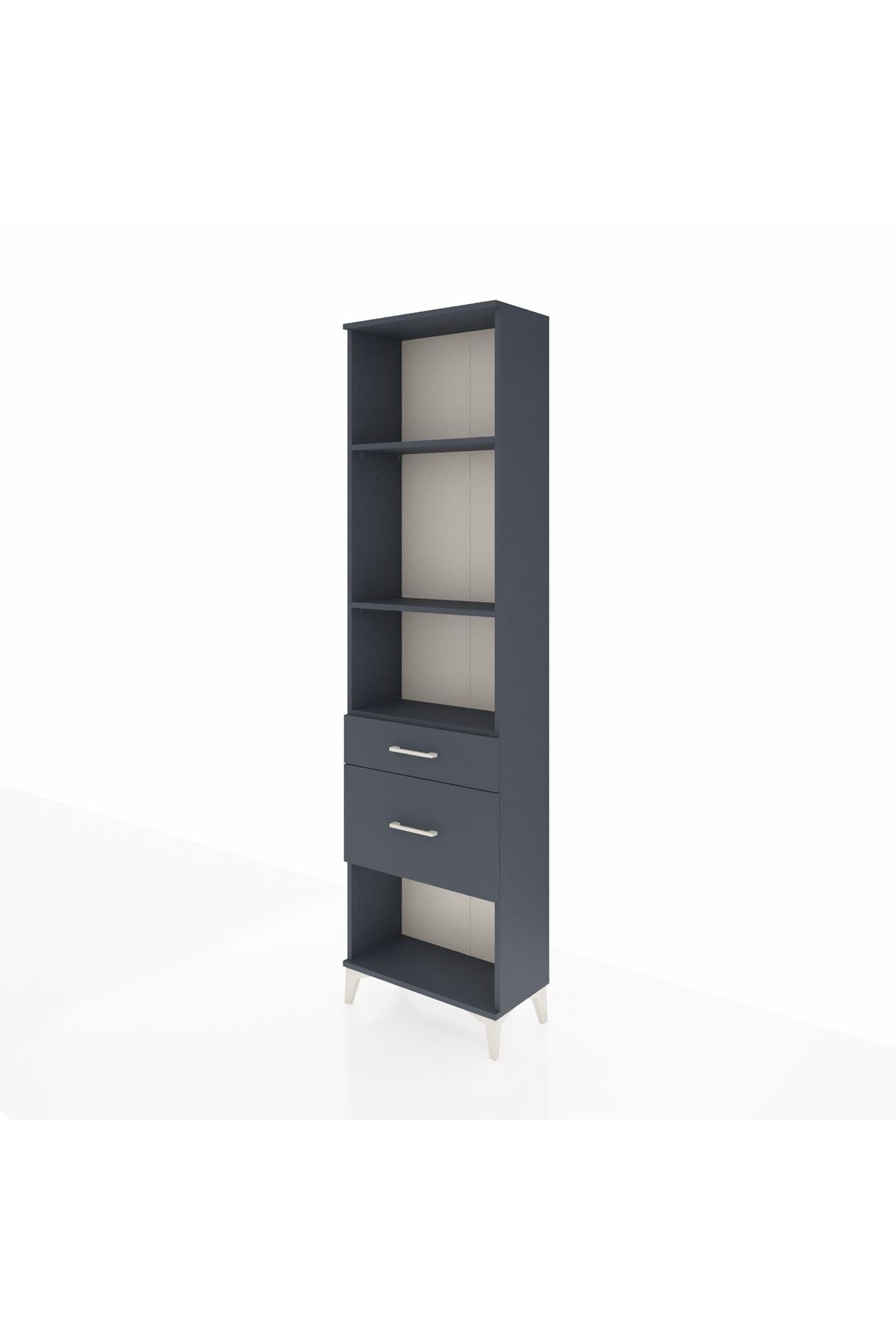 Arges Dolap 3 Raflı 2 Çekmeceli 60x30x221 Antrasit-Antrasit