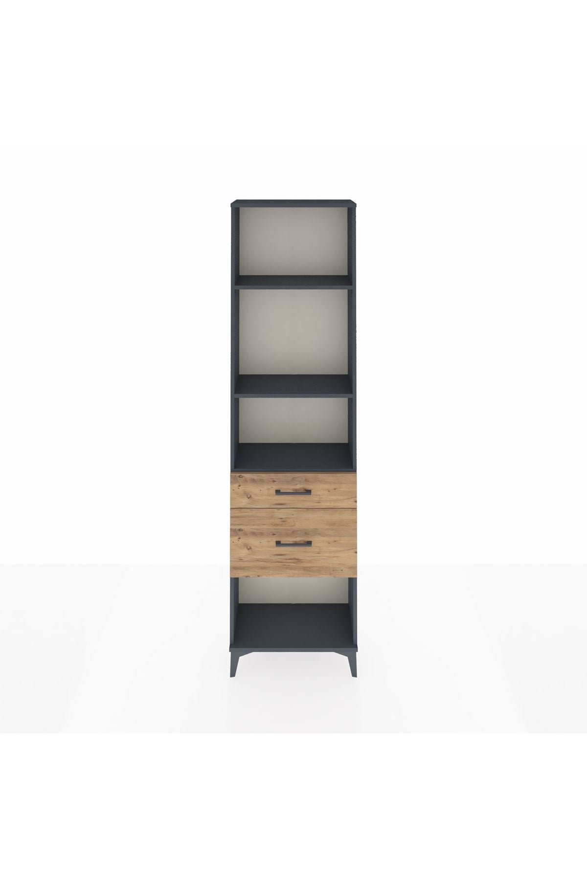 Arges Dolap 3 Raflı 2 Çekmeceli 60x30x221 Antrasit-Çam