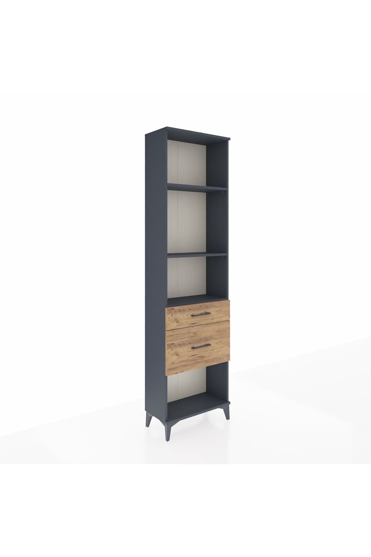 Arges Dolap 3 Raflı 2 Çekmeceli 60x30x221 Antrasit-Çam