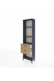 Arges Dolap 3 Raflı 2 Çekmeceli 60x30x221 Antrasit-Çam