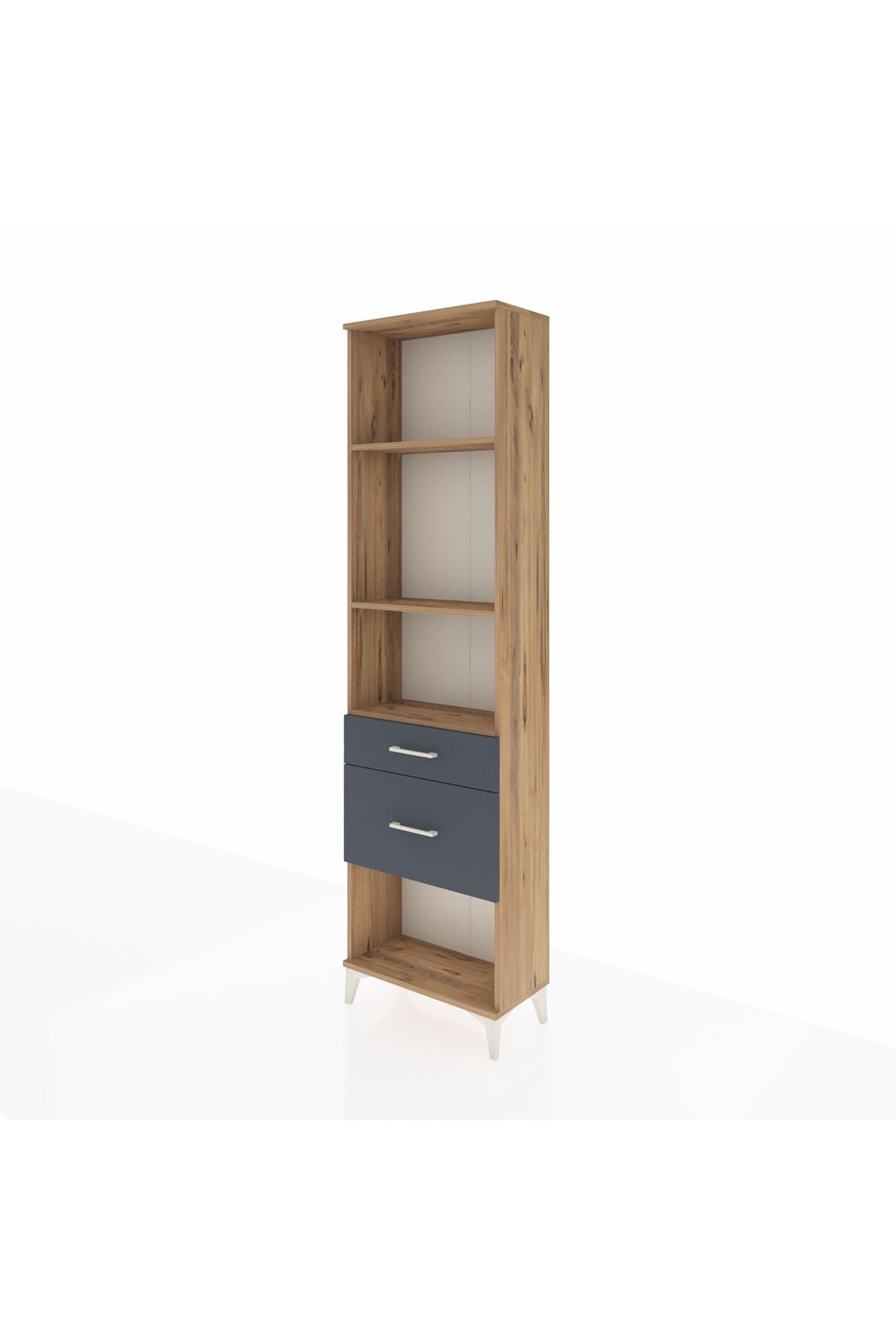 Arges Dolap 3 Raflı 2 Çekmeceli 60x30x221 Çam-Antrasit