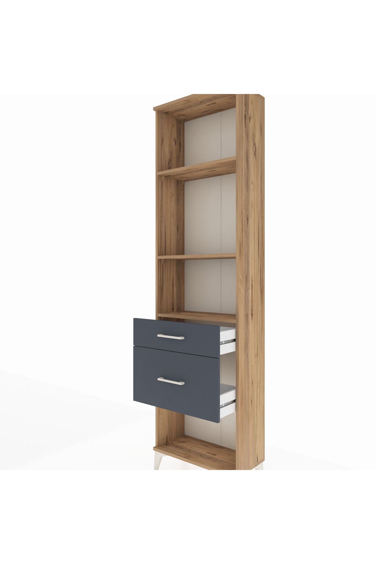 Arges Dolap 3 Raflı 2 Çekmeceli 60x30x221 Çam-Antrasit