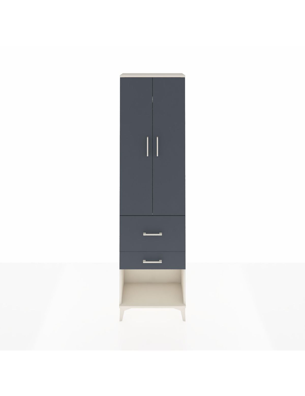 Arges Dolap 2 Raflı 2 Çekmeceli Tek Askılı 60x30x221 Aytaşı-Antrasit