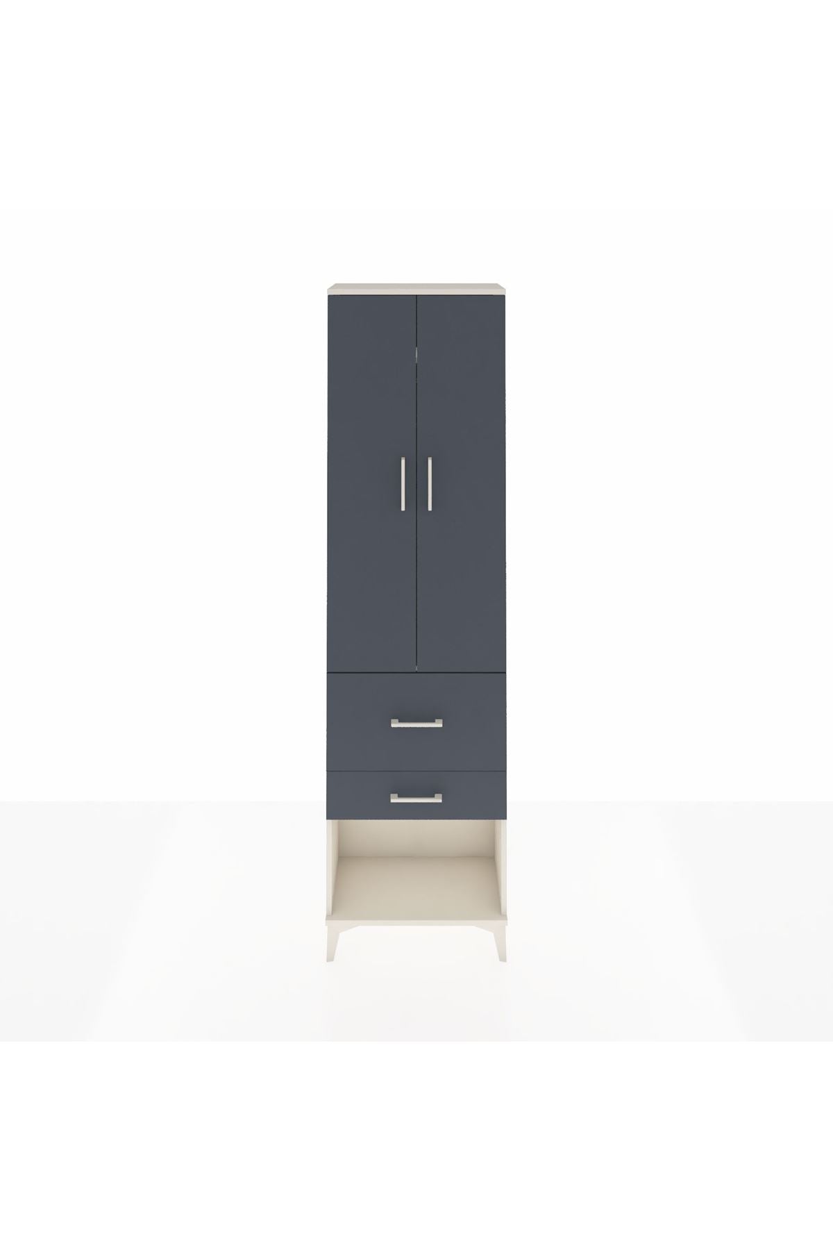 Arges Dolap 2 Raflı 2 Çekmeceli Tek Askılı 60x30x221 Aytaşı-Antrasit