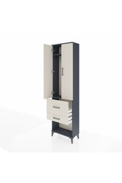 Arges Dolap 2 Raflı 2 Çekmeceli Tek Askılı 60x30x221 Antrasit-Aytaşı