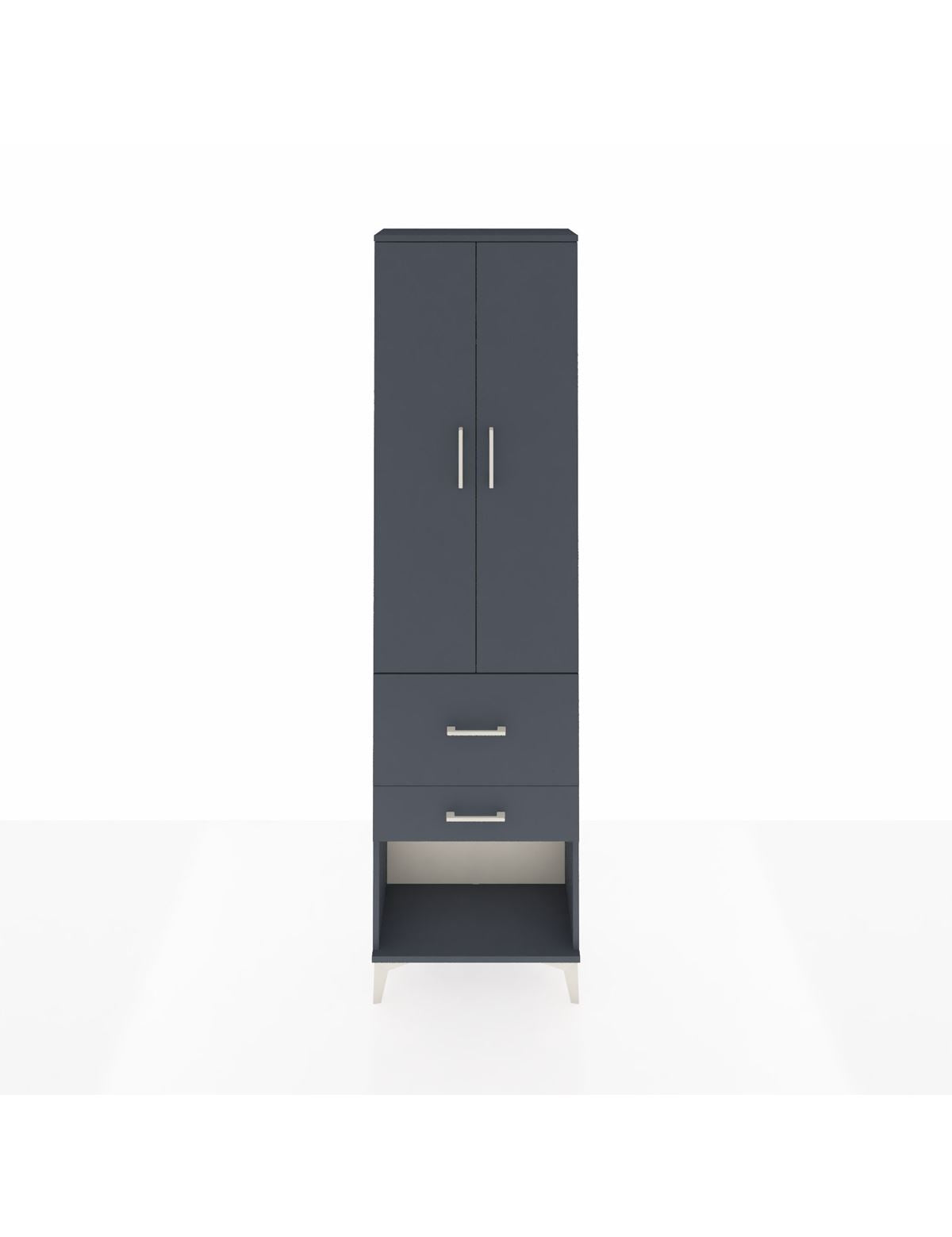 Arges Dolap 2 Raflı 2 Çekmeceli Tek Askılı 60x30x221 Antrasit-Antrasit