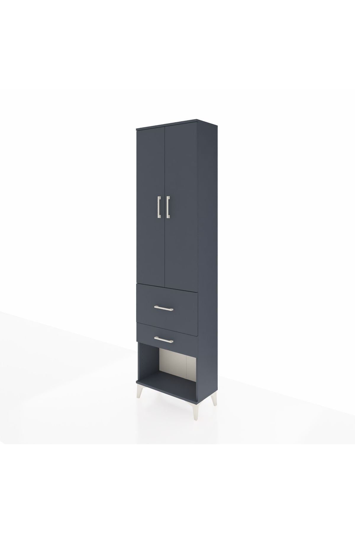 Arges Dolap 2 Raflı 2 Çekmeceli Tek Askılı 60x30x221 Antrasit-Antrasit