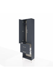 Arges Dolap 2 Raflı 2 Çekmeceli Tek Askılı 60x30x221 Antrasit-Antrasit