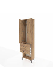Arges Dolap 2 Raflı 2 Çekmeceli Tek Askılı 60x30x221 Çam-Çam