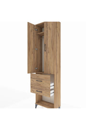 Arges Dolap 2 Raflı 2 Çekmeceli Tek Askılı 60x30x221 Çam-Çam