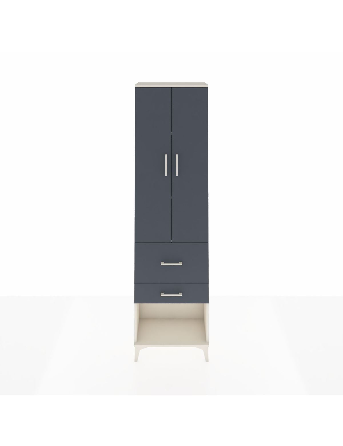 Arges Dolap 3 Raflı 2 Çekmeceli 2 Kapaklı 60x30x221 Aytaşı-Antrasit