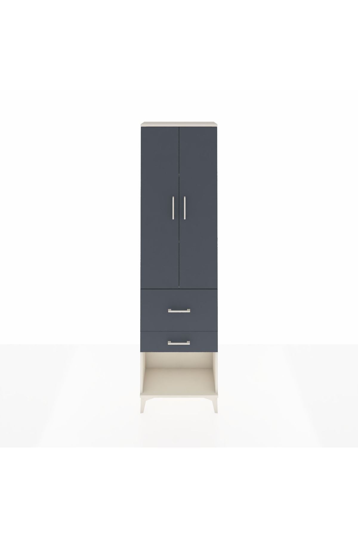 Arges Dolap 3 Raflı 2 Çekmeceli 2 Kapaklı 60x30x221 Aytaşı-Antrasit